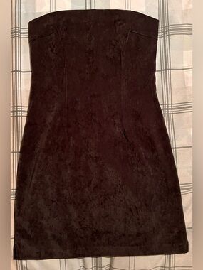 Strapless Gray Velvet Sheath Dress